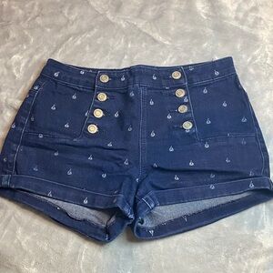 Rue21 Dark Blue Jean Shorts with Sailboat Pattern